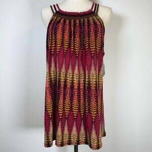 Axcess Strappy Sleeveless Tank Top Shirt Blouse Tribal Print Women’s Size XL